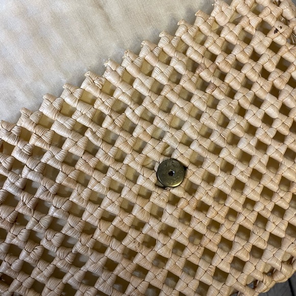 Vintage Natural Woven Straw Bag with Beads - Picture 4 of 5